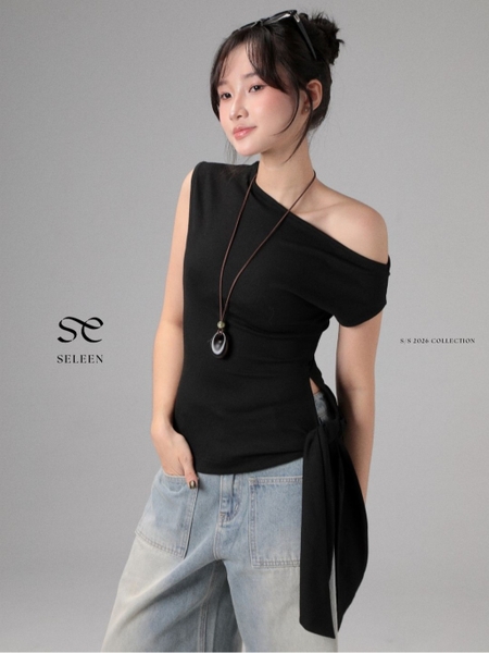 Seleen, Áo thun trễ vai chéo form ôm body chi tiết dây buộc eo, WT0260