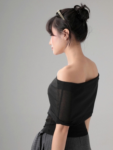 Seleen, Áo trễ vai thun xuyên thấu nhẹ form ôm tay ngắn , WT0259