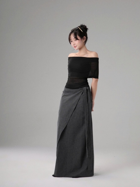 Seleen, Áo trễ vai thun xuyên thấu nhẹ form ôm tay ngắn , WT0259