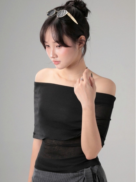 Seleen, Áo trễ vai thun xuyên thấu nhẹ form ôm tay ngắn , WT0259