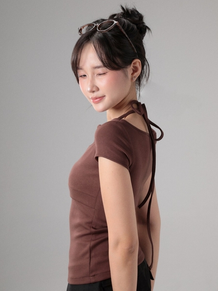 Seleen, Áo thun giả layer 2 lớp yếm dây buộc cổ form ôm body, WT0263