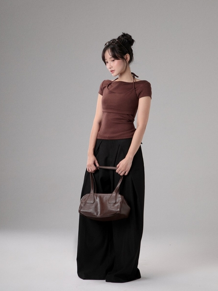 Seleen, Áo thun giả layer 2 lớp yếm dây buộc cổ form ôm body, WT0263