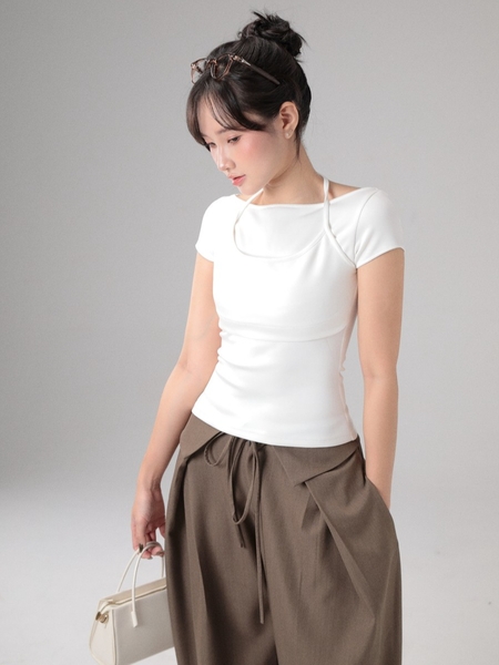 Seleen, Quần tây lưng cao ống rộng chi tiết vạt dây buộc kiểu, WB0264