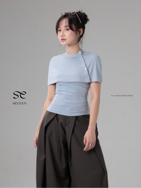 Seleen, Áo thun form ôm kiểu yếm khoác cài nút có thể tháo rời, WT0266