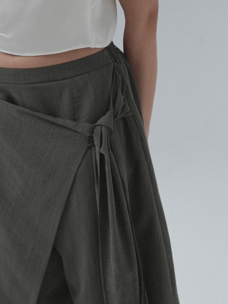 Linen Tie-Panel Wide-Leg Trousers, image 4