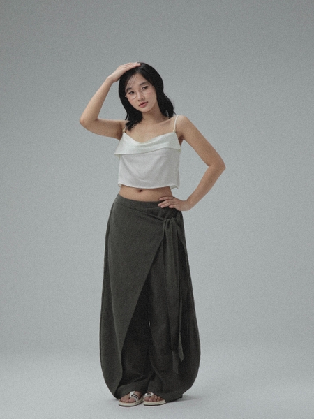 Linen Tie-Panel Wide-Leg Trousers, image 5