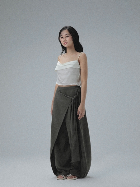 Linen Tie-Panel Wide-Leg Trousers, image 6