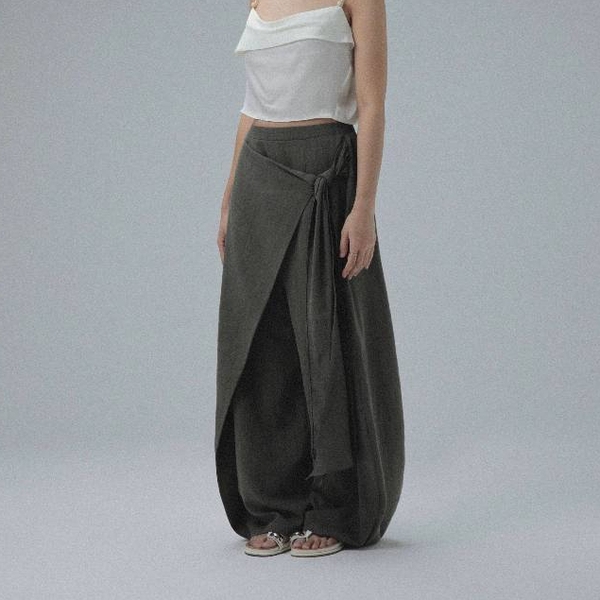 Linen Tie-Panel Wide-Leg Trousers, image 7
