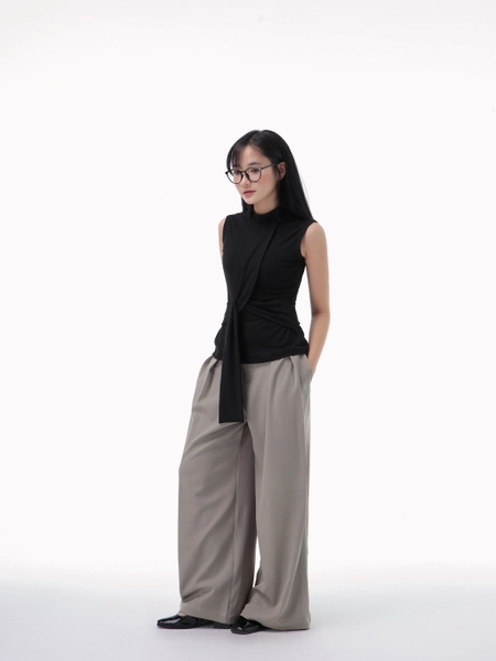 Sleeveless High-Neck Tie-Detail Top, image 6