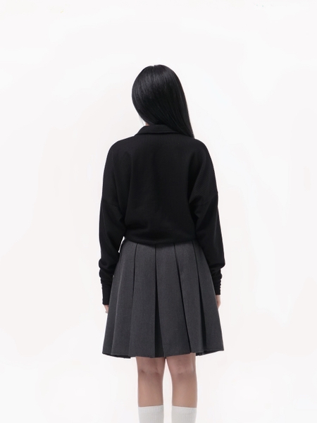 High-Neck Batwing Button Knit Top, image 5