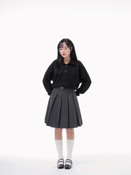 High-Waisted Pleated Midi Skirt, image 7