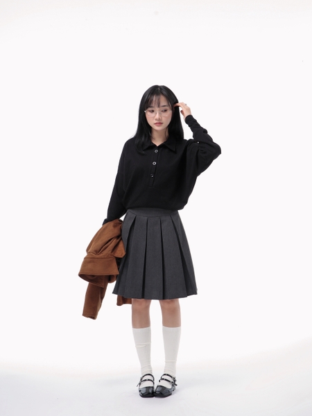 High-Waisted Pleated Midi Skirt, image 6