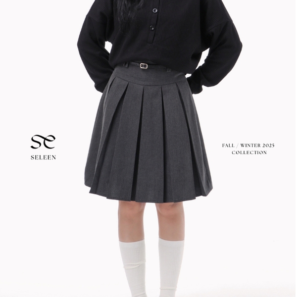 High-Waisted Pleated Midi Skirt, image 10