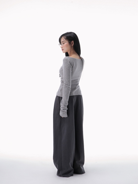 Long-Sleeve Button-Detail Knit Top, image 5