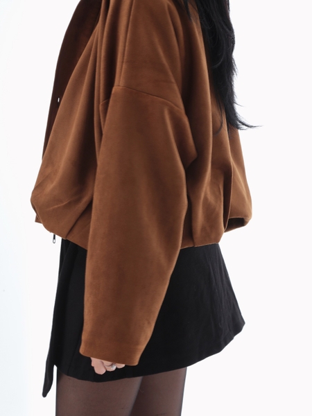 Relaxed Cropped Suede Jacket, image 8