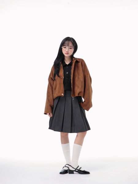 Relaxed Cropped Suede Jacket, image 7