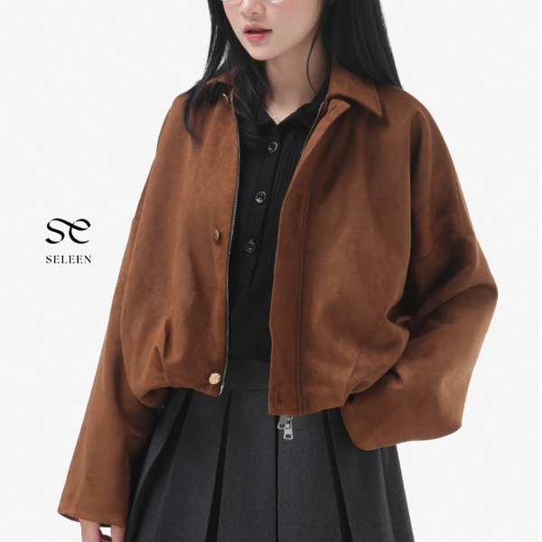 Relaxed Cropped Suede Jacket, image 10