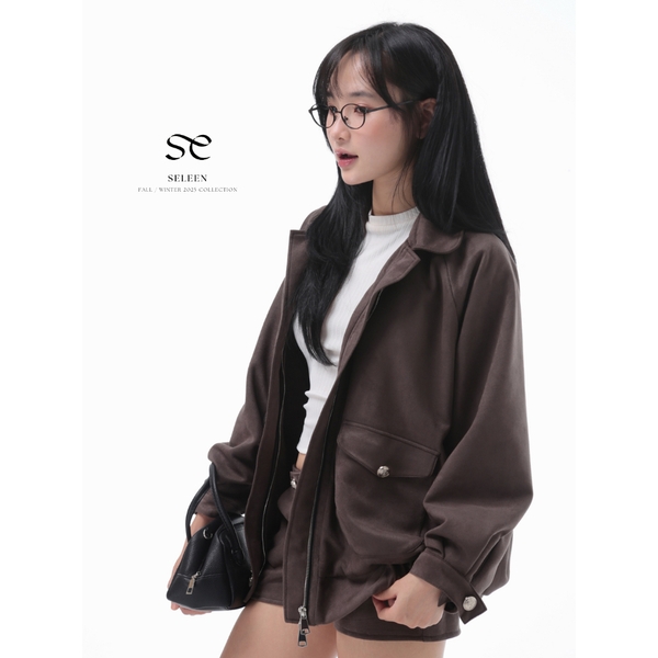 Relaxed Longline Suede Jacket, image 8