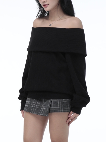 Relaxed Off-the-Shoulder Knit Top