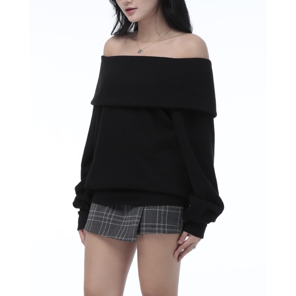 Relaxed Off-the-Shoulder Knit Top, image 4