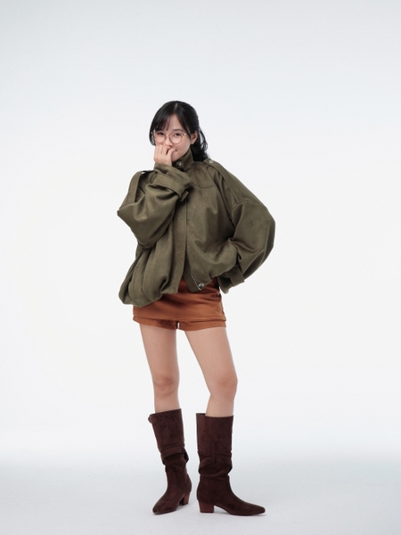 Olive Stand-Collar Two-Way Zip Jacket, image 2