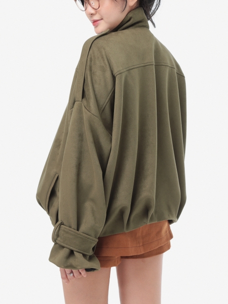 Olive Stand-Collar Two-Way Zip Jacket, image 3