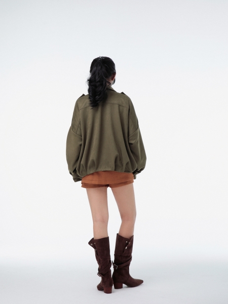 Olive Stand-Collar Two-Way Zip Jacket, image 7