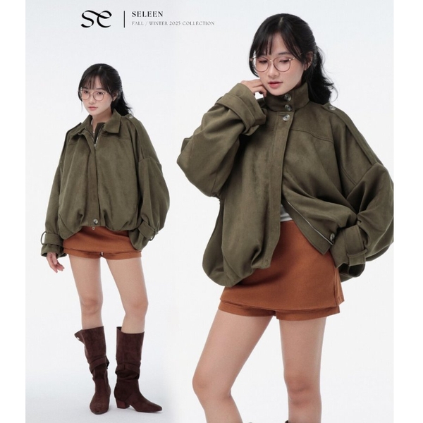 Olive Stand-Collar Two-Way Zip Jacket, image 10