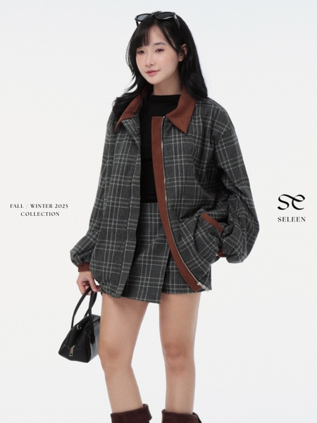 Relaxed Flannel Lapel-Collar Jacket
