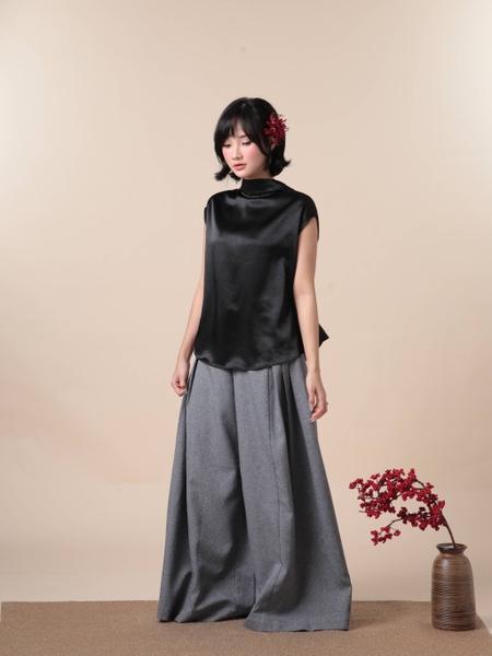 Relaxed Silk Batwing Tie-Back Top, image 8