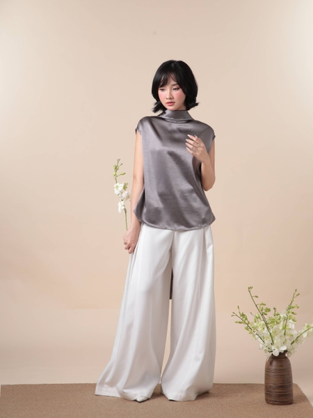 Relaxed Silk Batwing Tie-Back Top, image 9