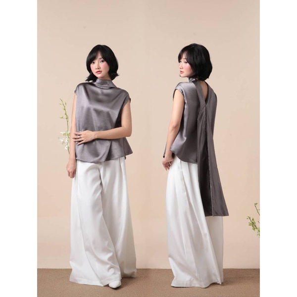 Relaxed Silk Batwing Tie-Back Top, image 13