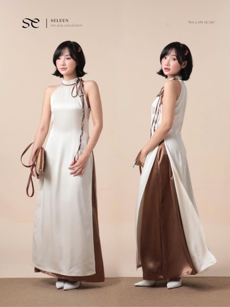Tra Nguyet Tie-Neck Halter Ao Dai