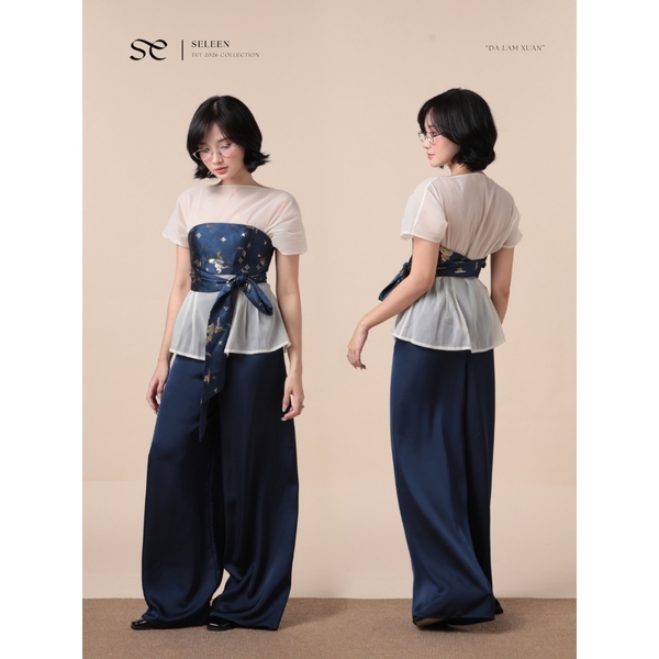 Short-Sleeve Top and Jacquard Bandeau Set, image 11