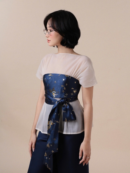 Short-Sleeve Top and Jacquard Bandeau Set, image 5
