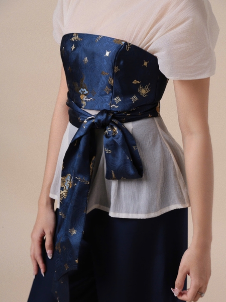Short-Sleeve Top and Jacquard Bandeau Set, image 3