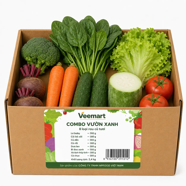 Combo Vườn Xanh thùng 8 loại 2,4kg