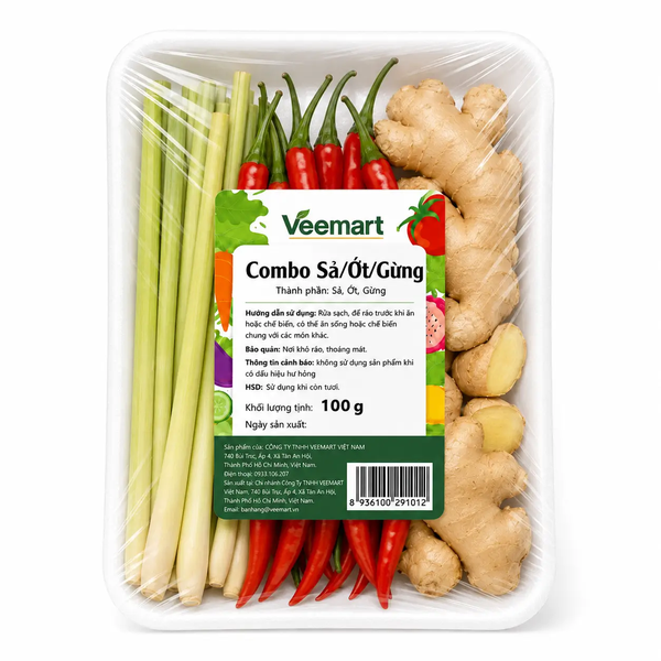 Combo sả/ớt/gừng túi 100g