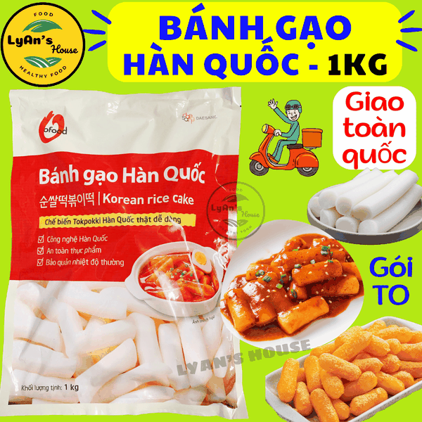 Bánh Gạo Hàn Quốc O'Food 1kg - Tteokbokki Rice Cake Truyền Thống