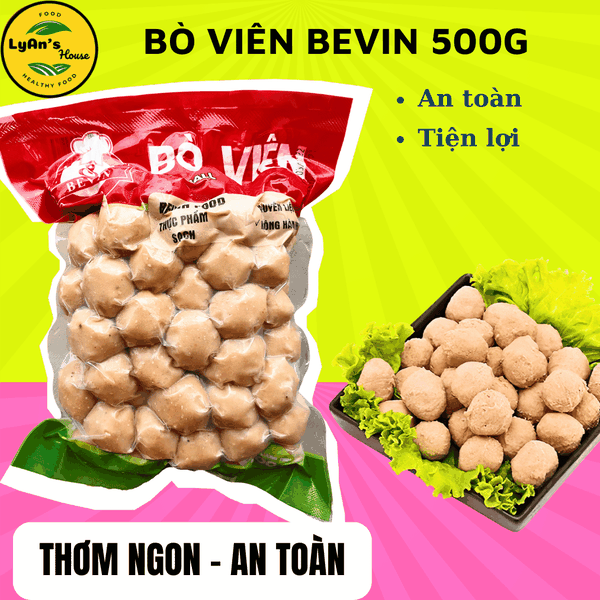 Bò Viên BEVIN 500g (Size 160 Viên/kg) - Topping Lẩu & Ăn Vặt