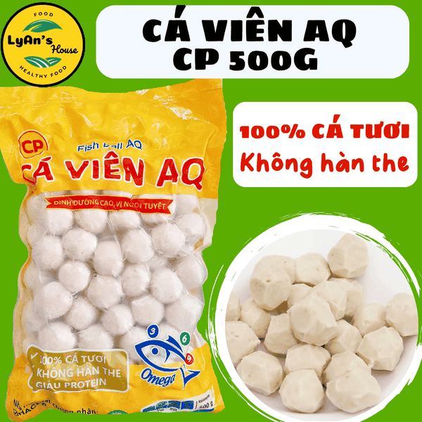 Cá Viên AQ CP 500g (Size 160 Viên/kg) - Fish Ball Cho Lẩu & Quán Ăn Topping mì cay