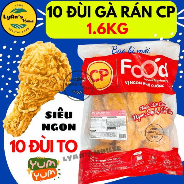 Đùi Gà Rán Jumbo CP Size L 1.6kg (10 Cái) - Fried Chicken Tẩm Vị Sẵn