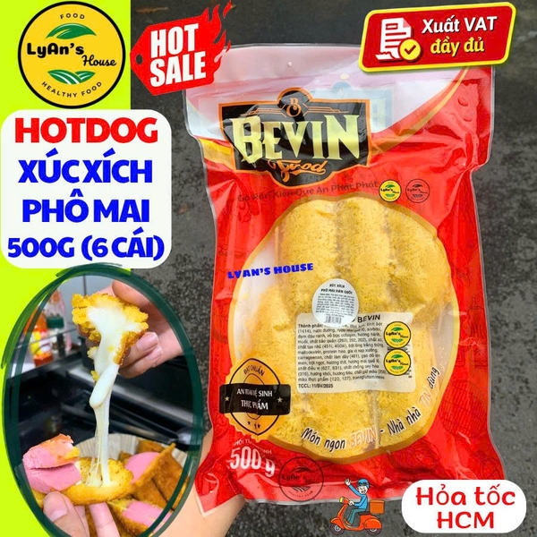 Hotdog Xúc Xích Phô Mai BEVIN 500g - 6 cây - LyAn's House