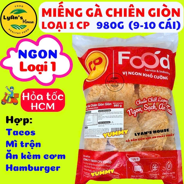 Má Đùi Gà Chiên Giòn CP 980g, Gà Rán CP Loại 1, Gà Tẩm Bột CP 980g, Chicken Boneless Thigh CP, Má Đùi Gà Đông Lạnh CP, nguyên liệu bánh Tacos, hamburger, sandwich