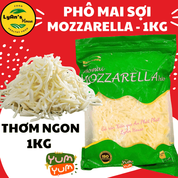 Phô Mai Sợi Mozzarella 1kg - Mozzarella Cheese Cho Pizza