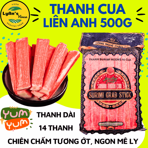 Thanh Cua Dài Liên Anh 500g - 17cm (14 thanh) Crab Stick Cho Sushi & Kimbap