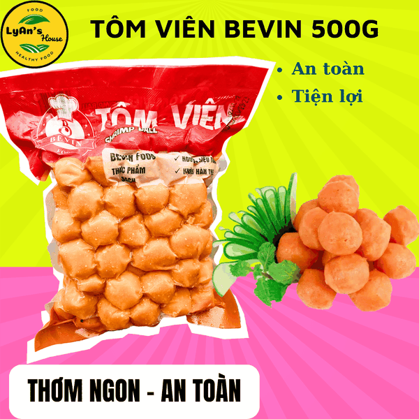 Tôm Viên BEVIN 500g (Size 160 Viên/kg) - Shrimp Ball Cho Lẩu & Ăn Vặt