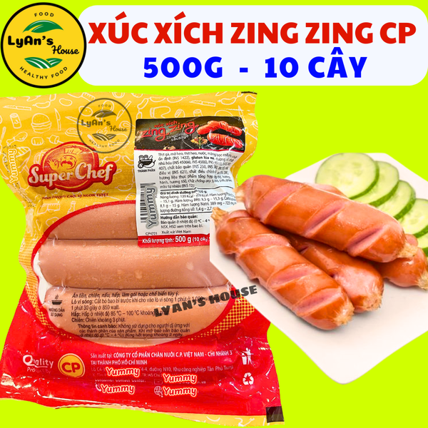 Xúc Xích ZING ZING CP 500g (10 Cây) - Sausage Ăn Vặt Cho Quán Ăn Mì Cay Trộn