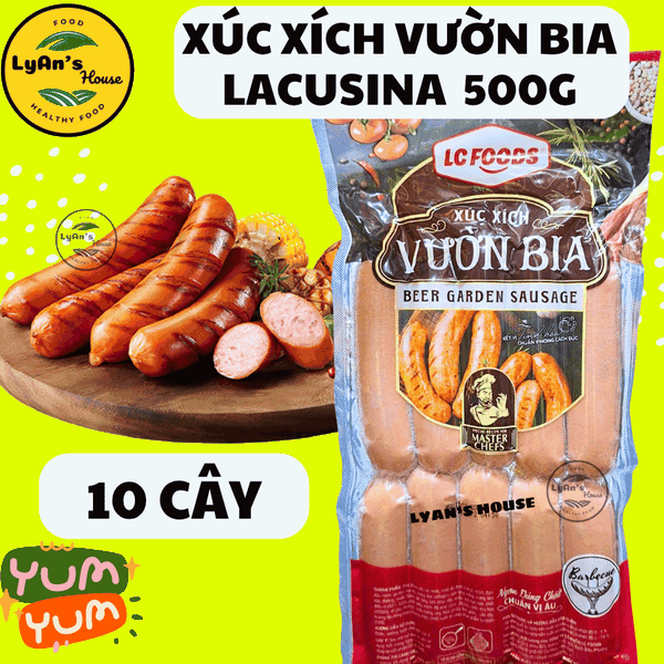 Xúc Xích Vườn Bia LC 500g (10 Cây) - Sausage BBQ Cho Quán Ăn