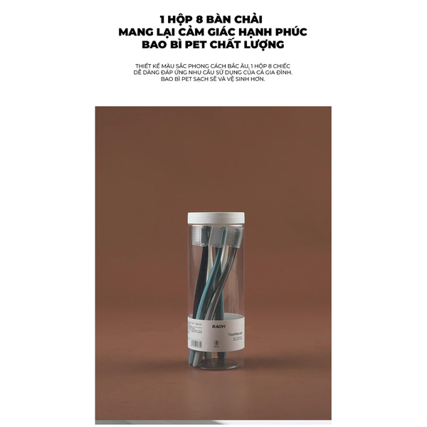 Hộp 8 màu Morandi bàn chải trơn góc cạnh